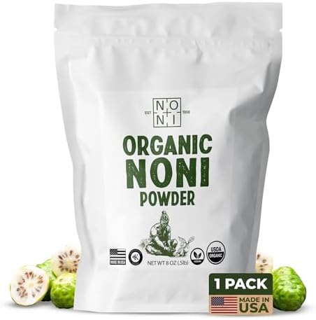 Healing Noni - 1-Pack Zip Plastic Bag 8oz - 100% Pure Organic Powder (Порошок) - All-Natural Unsweetened Fresh Fruit - Farm Direct - USDA Certified Healing Noni