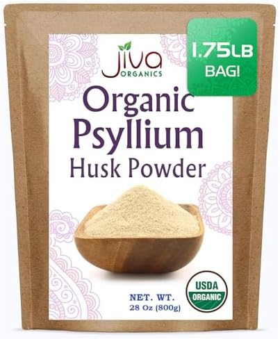 Jiva Organics Psyllium Husk Powder (Порошок) 1.75 LB Bulk Bag - Easy Mixing Fiber, Unflavored (Без вкуса), Fine Ground, Non GMO Pure - Keto Friendly Jiva Organics