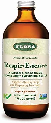 Flora - Respir-Essence Natural Lung & Breath Aid, Natural Blend of Thyme, Licorice Root and Stinging Nettle, Vegan and Gluten-Free, 17-fl. oz (Унции). Glass Bottle Flora