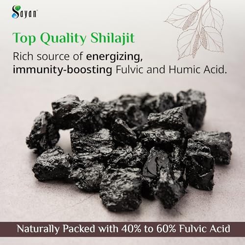 Sayan Shilajit Pure Organic Black Resin Mineral Tablets - Premium Quality Supplement Drops for Men and Women (60 Tablets, 1-2 Month Supply) for Immune Support, Natural Detox, and Energy Boost Sayan