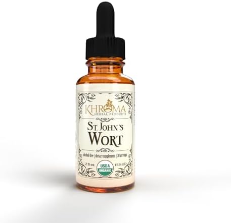 Organic St John's Wort 30 Servings (Порции) - 800 MG Per Serving (Порция) - Khroma Herbal Products - 2 FL OZ - Hypericum Perforatum Khroma Herbal Products