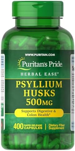 Puritan's Pride Psyllium Husks 500 Mg, Supports Digestive and Colon Health, 400 ct Puritan's Pride