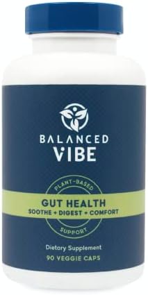 Balanced Vibe 7-in-1 Organic Gut Health Supplement | Digestive Support for Men, Women | After-Party Recovery | Helps Reduce Bloating, Promotes Optimal Digestion | Gut Support for Daily Wellness(90 ct) Balanced Vibe