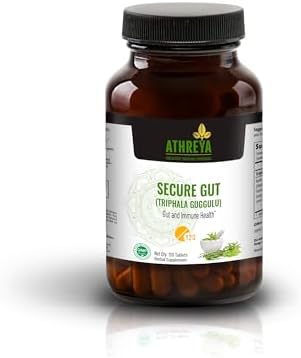 Athreya Herbs Secure Gut (Triphala Guggulu) Tablets (Таблетки)| 120 Tablets | Herbal Supplement for Gut and Immune Health | Goodness of Triphala, Guggulu | Vegan, Non-GMO, Gluten-Free | 30 Day Supply Athreya