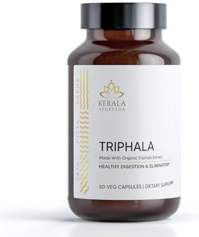 Kerala Ayurveda Triphala Capsules (Капсулы) - 60 Count | Herbal Digestion and Colon Support | Antioxidant Rich | Supports Total Body Wellness | Immune System Support | Supports Cellular Rejuvenation Kerala Ayurveda