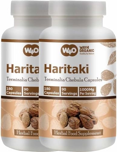 Haritaki Capsules (Капсулы) – Terminalia Chebula, 180 Pills, 90 Servings (Порции), 1000 mg. Pack of 1. Way 4 Organic W4O