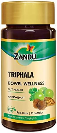 Zandu Triphala Capsules (Капсулы), Supports Bowel Wellness & Healthy Gut, Helps to Boost Immunity & Useful for Digestion, Antioxidant Properties - 90 Veg Capsules (Вегетарианские капсулы) Zandu