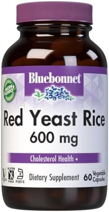 Bluebonnet Nutrition Red Yeast Rice 600 mg, Heart Health*, Non-GMO, Vegan, Kosher Certified, Gluten-Free, Soy-Free, Dairy-Free, 120 Vegetable Capsules, 120 Servings Bluebonnet