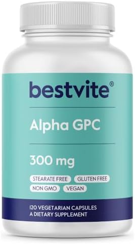 BESTVITE Alpha GPC Choline 600mg Per Serving (120 Veggie Capsules) - No Stearates - Vegan - Non GMO - Gluten Free Bestvite