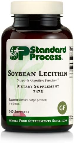 Standard Process Soybean Lecithin - Whole Food Cognitive Health, Brain Health and Brain Support, Liver Support with Soybean Lecithin - Gluten Free - 240 Softgels (Мягкие капсулы) Standard Process Inc.