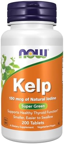 NOW Foods Supplements, Kelp 150 mcg of Natural Iodine, Easier to Swallow Tablet, Super Green, 200 Tablets NOW Foods