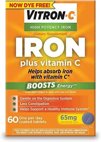 Vitron-C High Potency Iron Supplement with Vitamin C, Pack of 3 (60 Count Each) 8lgkwkc Vitron-C