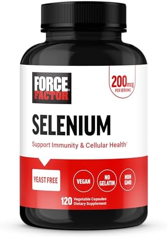 Force Factor Selenium Immune Support Supplement, Selenium 200mcg Capsules (Капсулы) to Support Immune Defense, Immunity Supplement, Vegan, Non-GMO, 120 Capsules Force Factor