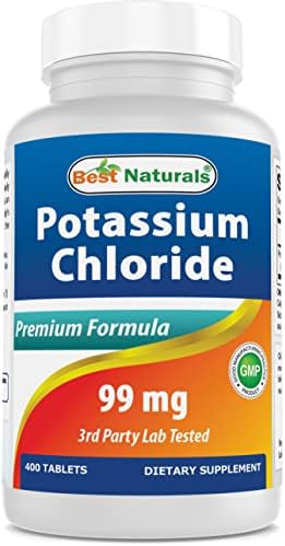 Best Naturals Potassium Chloride Supplement 99mg 400 Tablets (Таблетки) - 3rd Party Lab Tested Best Naturals