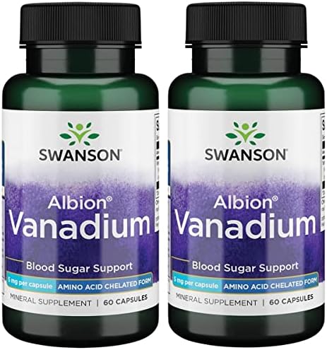 Swanson Albion Chelated Vanadium Glycinate 5 Milligrams 60 Capsules (Капсулы) (2 Pack) Swanson