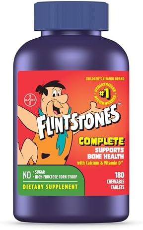 Flintstones Vitamins Chewable Kids Vitamins, Complete Multivitamin for Kids and Toddlers with Iron, Calcium, Vitamin C, Vitamin D & more, 180 count (Packaging May Vary) Flintstones Vitamins