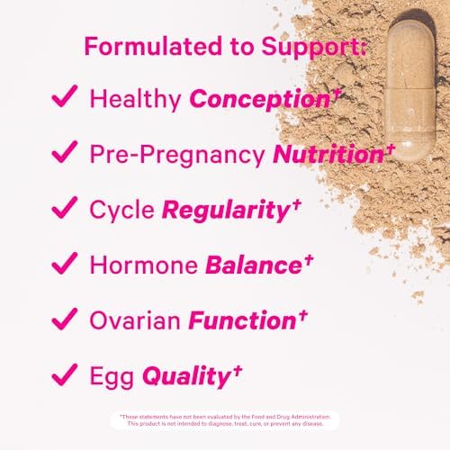 Pink Stork Fertility Supplements for Women - Prenatal Multivitamin with Ovulation, Conception, & Hormone Balance Support - 17 Vitamins & Inositol, Ashwagandha, & Vitex - 60 Capsules (Капсулы) Pink Stork