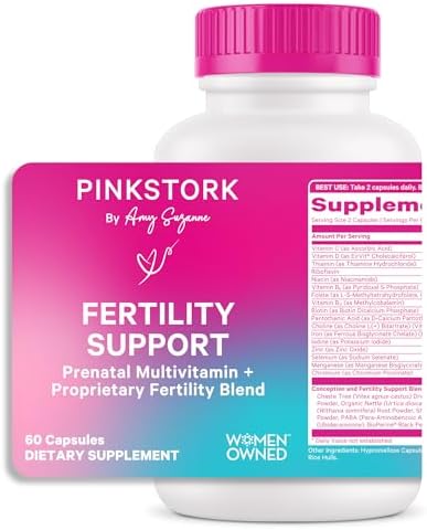 Pink Stork Fertility Supplements for Women - Prenatal Multivitamin with Ovulation, Conception, & Hormone Balance Support - 17 Vitamins & Inositol, Ashwagandha, & Vitex - 60 Capsules (Капсулы) Pink Stork