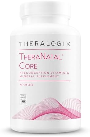 Theralogix TheraNatal Core Preconception Vitamin Supplement - 90-Day Supply - Prenatal Vitamins & Fertility Supplement for Women with Folate, Vitamin D3, Choline & More* - NSF Certified - 90 Tablets (Таблетки) Theralogix