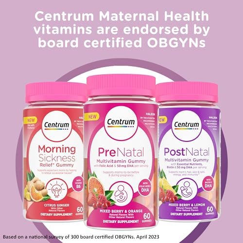 Centrum Postnatal Multivitamin Gummies with Biotin and DHA, Mixed Berry and Lemon Flavors - 60 Count, 30 Day Supply Centrum