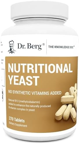 Dr. Berg Nutritional Yeast Tablets (Таблетки) – Natural B12 Added - All 8 B Vitamin Complex – Organic Vanilla Flavor - 270 Vegan Tablets Dietary Supplements Dr. Berg Nutritionals