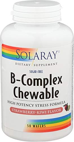 Solaray Vitamin B-Complex Chewables (Жевательные таблетки), Strawberry, Healthy Energy, Red Blood Cell, Stress & Metabolism Support, 50 Tablets (Таблетки) Solaray