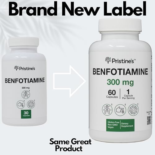 PRISTINE'S Benfotiamine 300mg High Bioavailability Nerve Support Supplement - 60 Day Supply - Fat Soluble Vitamin B1 Supplements - Vegan - Non-GMO Pristine'S