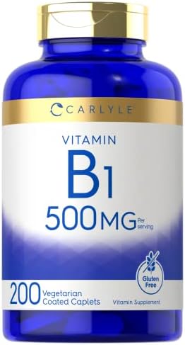 Carlyle Vitamin B1 500mg (Thiamine) | 200 Vegetarian Caplets | Non-GMO and Gluten Free Supplement Carlyle