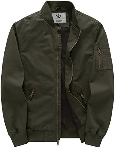 WenVen Men's Lightweight Cotton Flight Bomber Jacket Casual Military Windbreaker WenVen