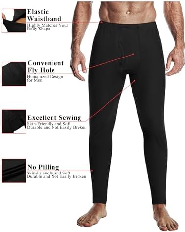 Ekouaer Men's Long Johns Thermal Underwear Comfy Soft Elastic Fabric Base Layer Set Cold Weather Warm Top and Bottom Ekouaer