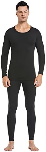 PISIQI Thermal Underwear Men Ultra-Soft Long Johns Set with Fleece Lined Base Layer Winter Skiing Warm Top & Bottom PISIQI