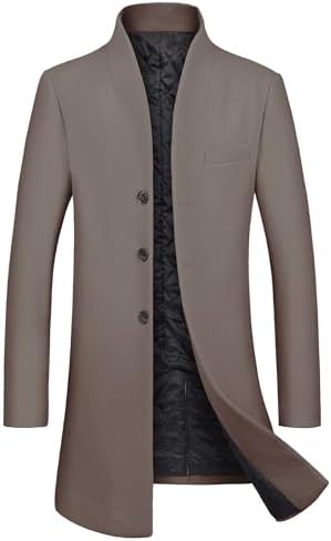 WULFUL Men Wool Trench Coat Slim Fit Winter Coat Wulful