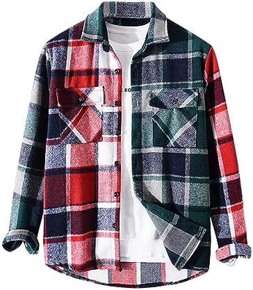 ZAFUL Mens Plaid Shirt,Long Sleeves,Classic Flannel Shirt Button Down Shirt Jacket Tops Zaful