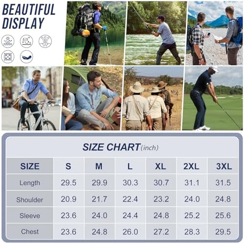 Mens Safari Sun Shirts UPF 50+ UV Sun Protection Long Sleeve Outdoor Quick Dry Fishing Hiking Gardening Shirts Jawtut