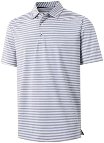 M MAELREG Golf Shirts for Men Short Sleeve Dry Fit Casual Striped Performance Moisture Wicking Collared Mens Polo Shirts M Maelreg