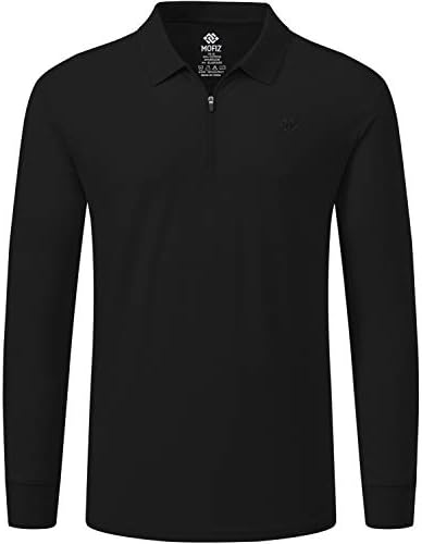 MoFiz Men's Long Sleeve Golf Shirt Quarter Zip Sport Polo Shirt Athletic Fit MoFiz