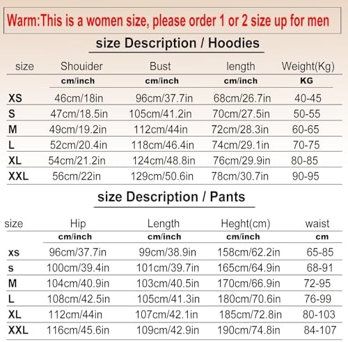 CHAIRAY Unisex Hoodies Tracksuit Sweatsuits for Women Set Mens 2 Piece Hooded Sweatshirts and Sweatpant Set Jogger Sweatsuits Chairay