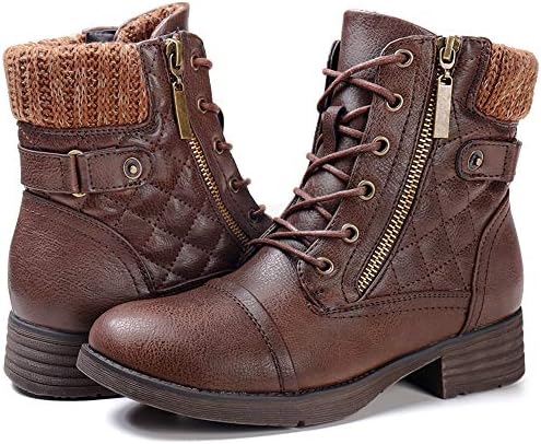 STQ Women's Combat Boots Lace up Ankle Booties STQ