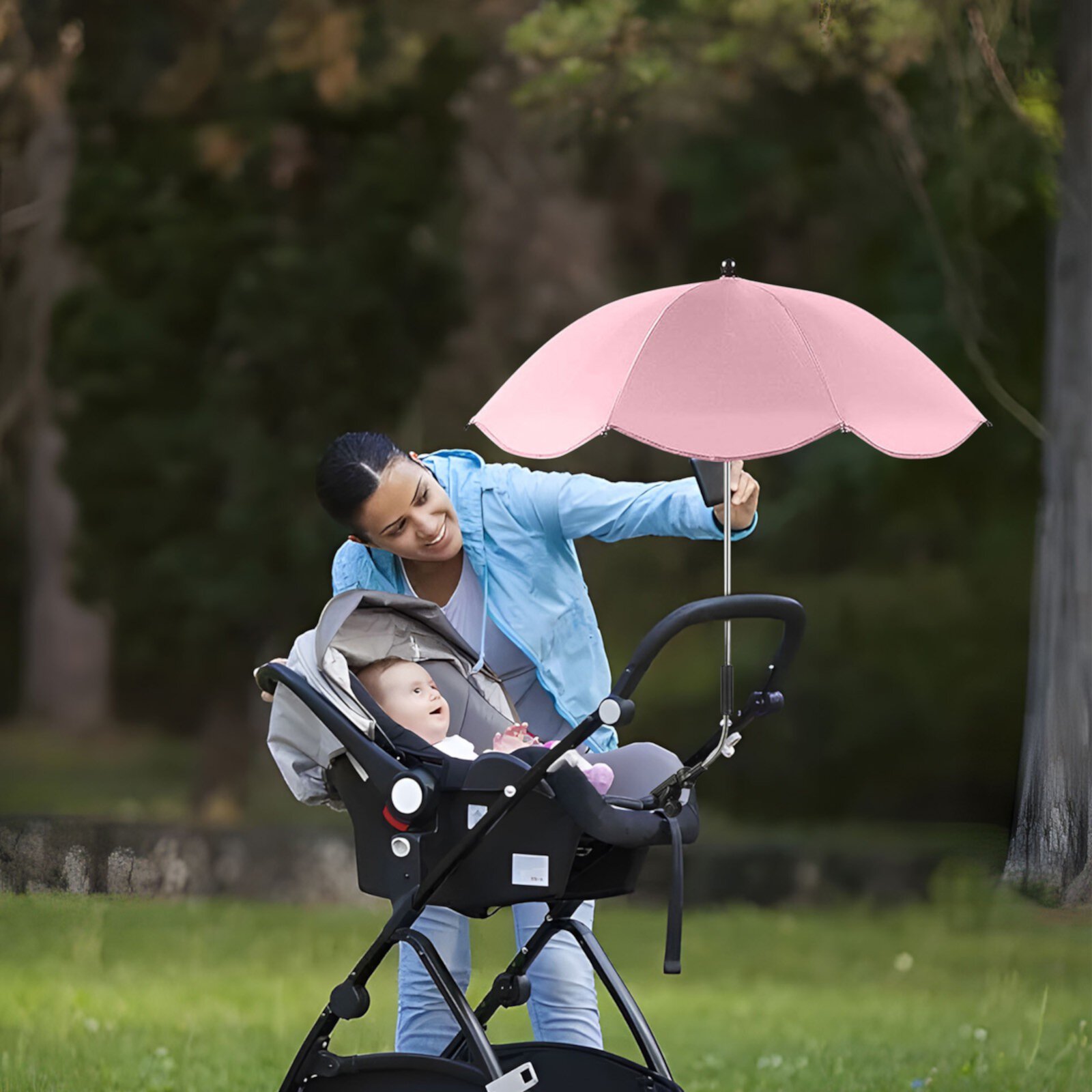 Apmemiss Clearance Baby Umbrella Stroller Parasol with Clamp Adjustable, UV Protection Clip on Umbrella Stroller for Toddlers 1-3 Stroller Sun Shade Umbrella for Trolley, Beach Chair, Wheelchair Apmemiss