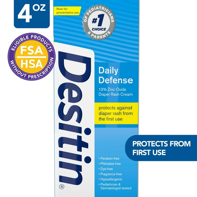 Desitin Daily Defense Baby Diaper Rash Cream, Butt Paste with 13% Zinc Oxide, 4 oz Desitin