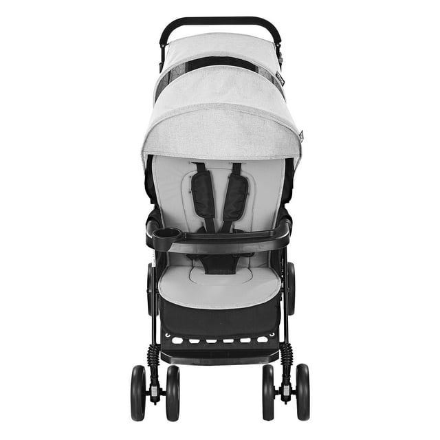 VEVOR Double Stroller, Foldable Lightweight Twin Tandem Stroller, Light Gray VEVOR