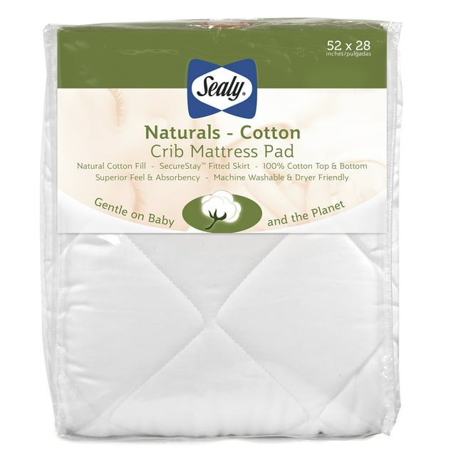 Sealy Quilted Naturals Cotton Crib and Toddler Mattress Pad Sealy