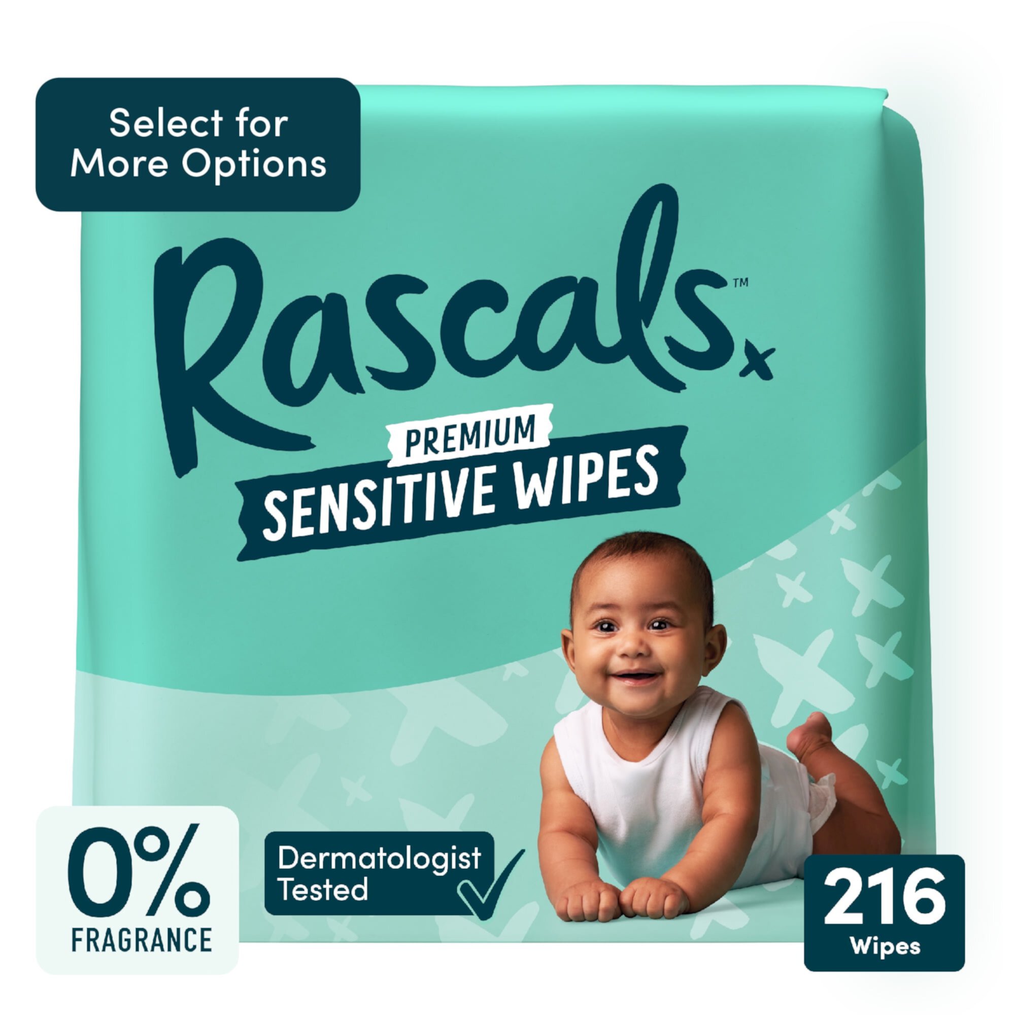 Rascal + Friends Sensitive Baby Wipes, 216 Count (Select for More Options) Rascals