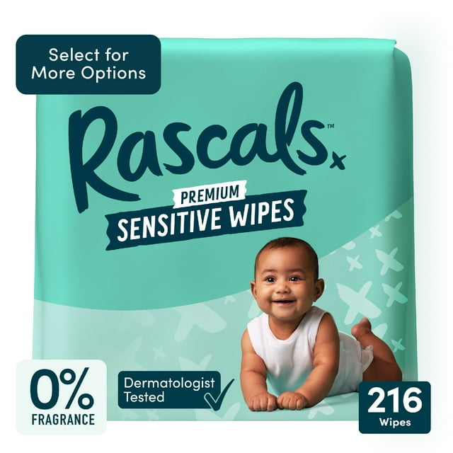 Rascal + Friends Sensitive Baby Wipes, 216 Count (Select for More Options) Rascals