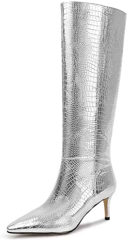 wetkiss Knee High Boots for Women, with Kitten Heel and Pointed Toe Design, Classic and Sexy Wetkiss