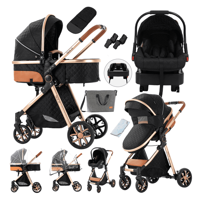 Baby Stroller 3-in-1 Infant Travel System with Seat Accessories,Folding Pushchair for 0-36 Month Magic ZC