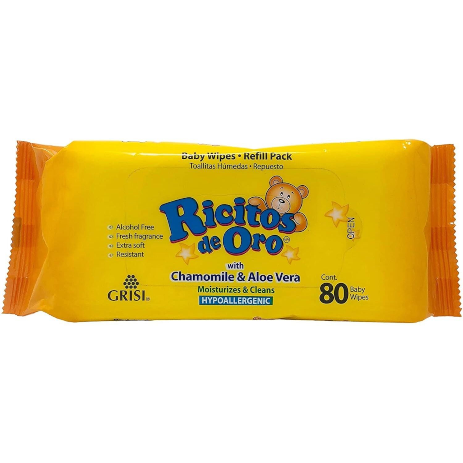 Ricitos de Oro Baby Wipes, 80/PK,Pack of 2 Ricitos de Oro