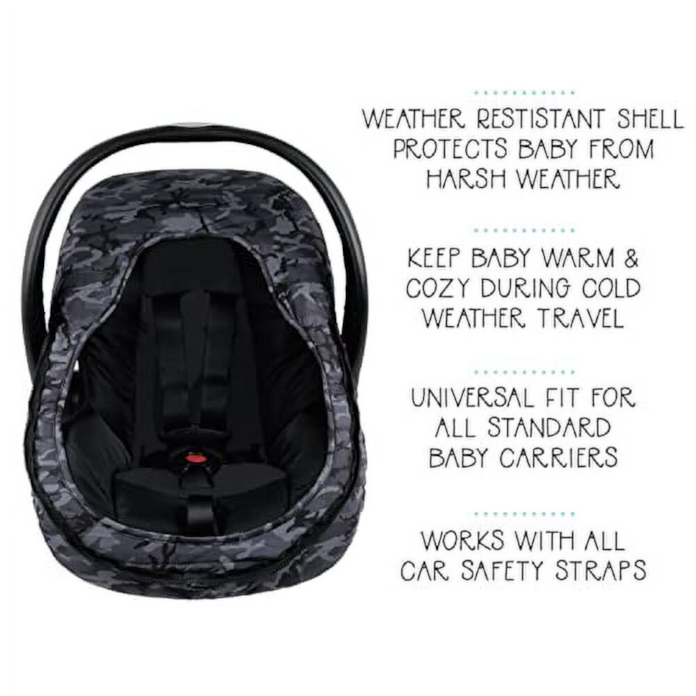 The Peanutshell Car Seat Cover, Winter Carseat Canopy, Car Seat Cover for Baby Boys, Black Camo The Peanutshell