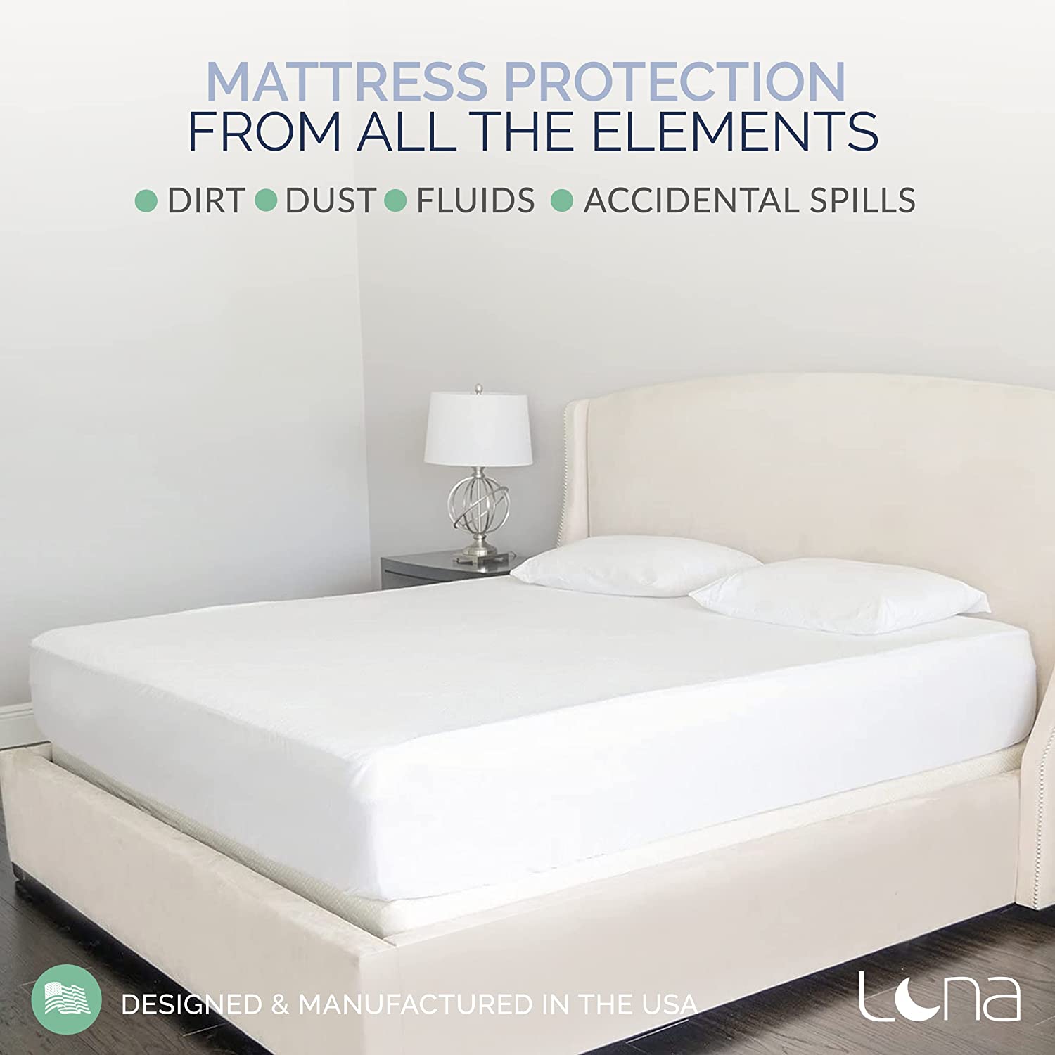 Luna Mattress Protector - Waterproof Mattress Cover w/ Absorbent Cotton Terry Surface, Twin XL Luna