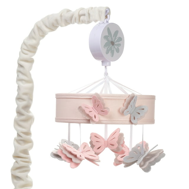 Lambs & Ivy Baby Blooms Pink Butterfly Musical Baby Crib Mobile Soother Toy Lambs & Ivy